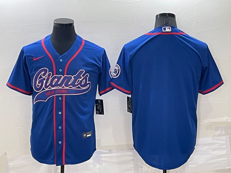 Men New York Giants Blank Blue Nike Co branded Jersey->nfl hats->Sports Caps